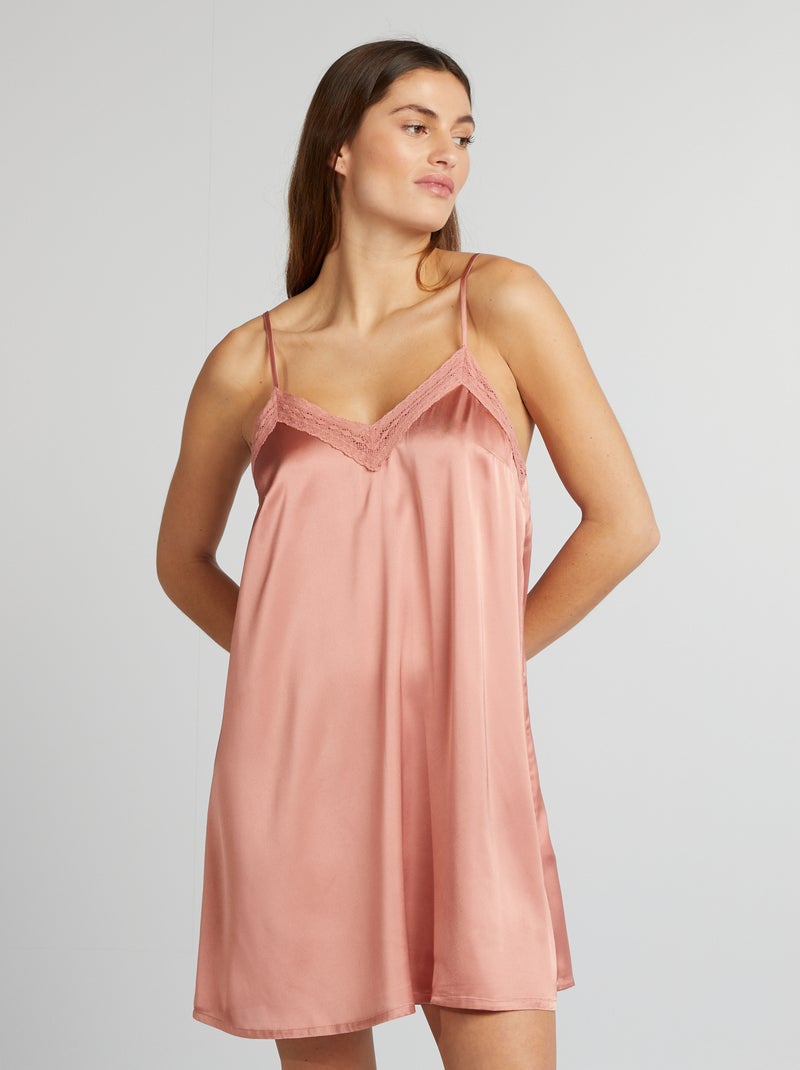 Babydoll acetinada ROSA - Kiabi