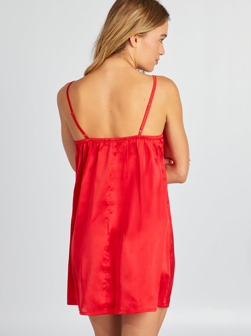 Babydoll acetinado com renda VERMELHO - Kiabi