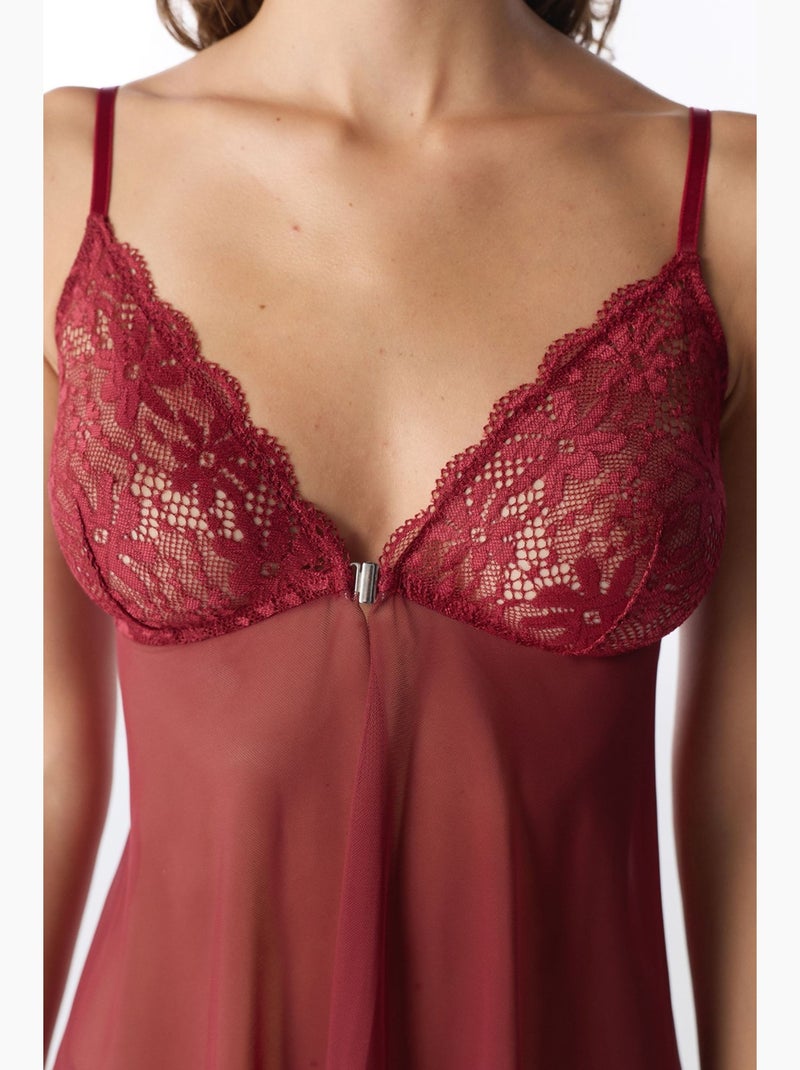 Babydoll feminino em renda penti Vermelho bordô - Kiabi