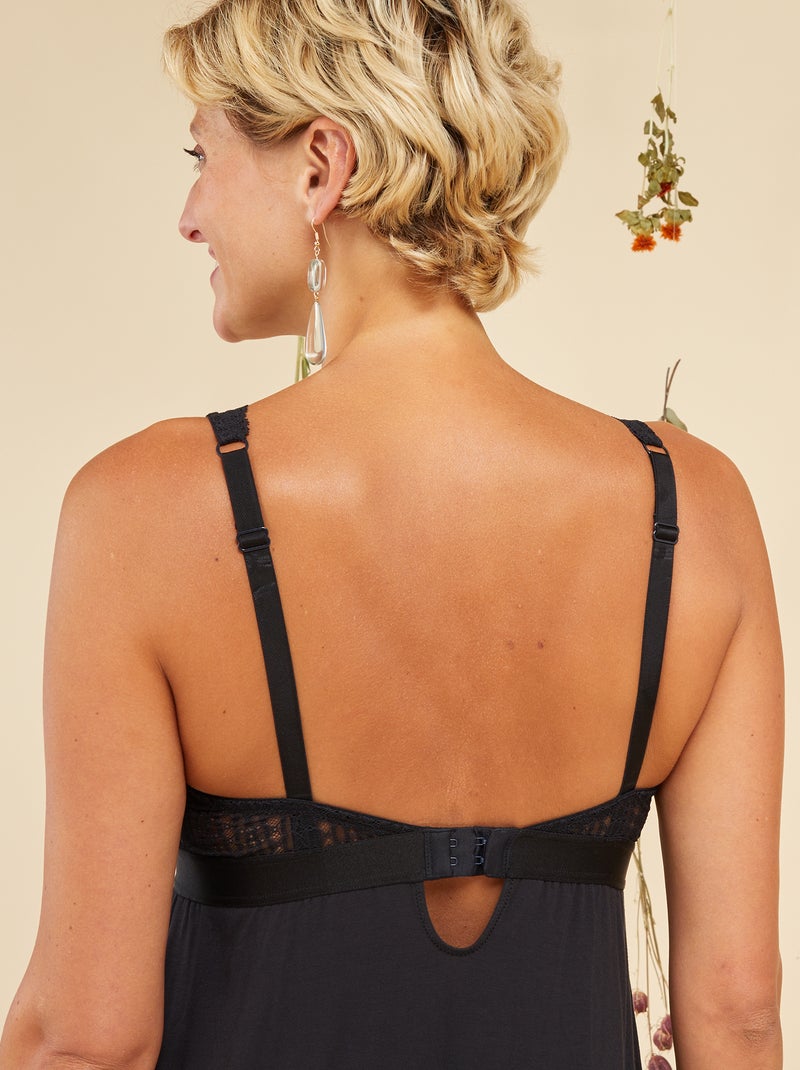 Babydoll pós-operatório - Octobre Rose Preto - Kiabi