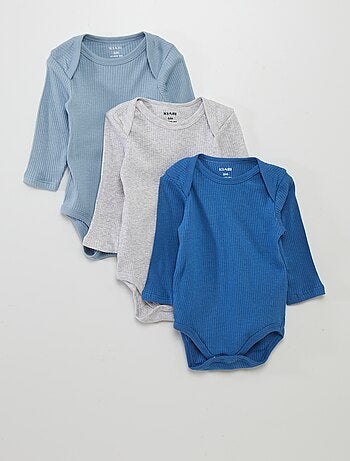 Babygro de manga comprida e gola americana - Lote de 3
