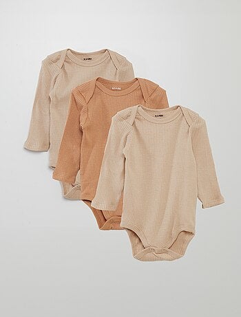Babygro de manga comprida e gola americana - Lote de 3