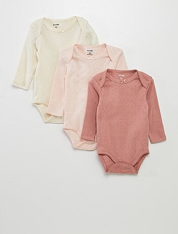 Babygro de manga comprida e gola americana - Lote de 3