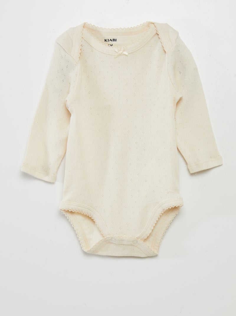 Babygro de manga comprida e gola americana  - Lote de 3 ROSA - Kiabi