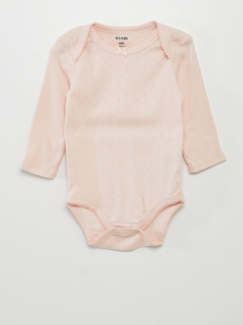 Babygro de manga comprida e gola americana  - Lote de 3 ROSA - Kiabi