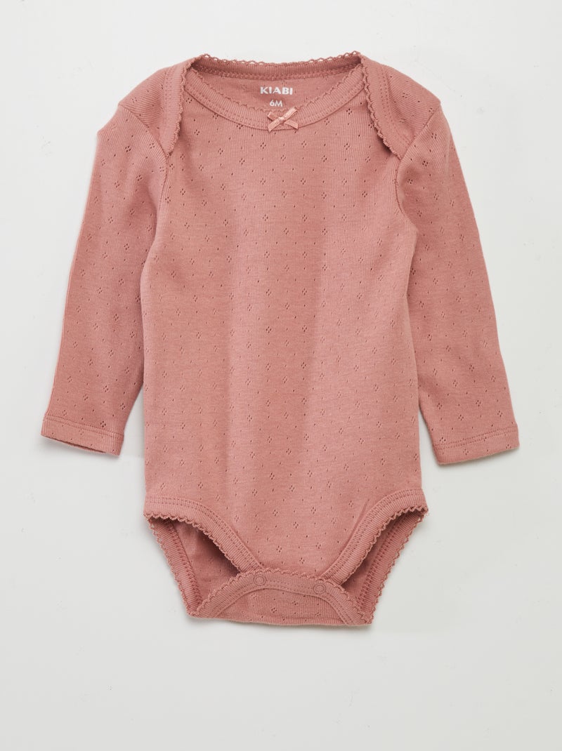 Babygro de manga comprida e gola americana  - Lote de 3 ROSA - Kiabi