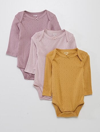 Babygro de manga comprida e gola americana - Lote de 3