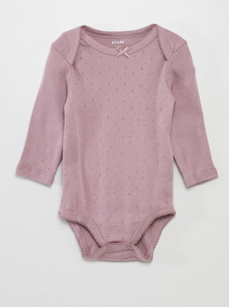 Babygro de manga comprida e gola americana  - Lote de 3 ROSA - Kiabi