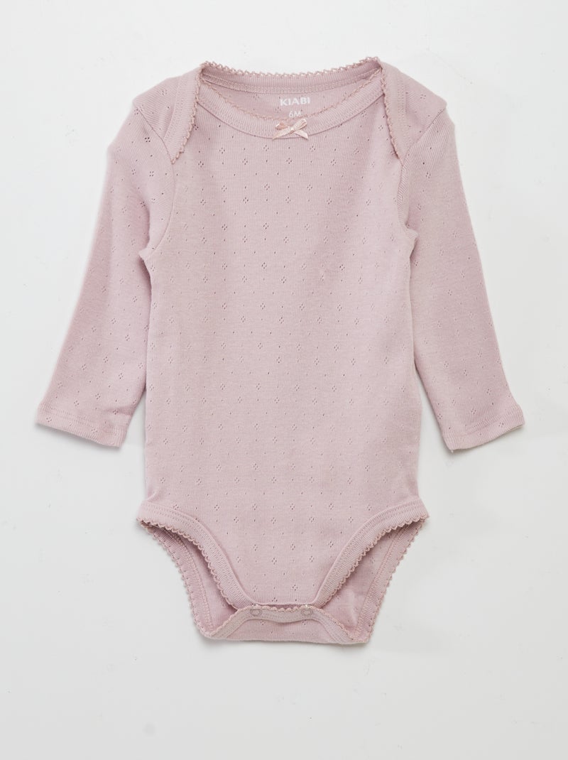 Babygro de manga comprida e gola americana  - Lote de 3 ROSA - Kiabi
