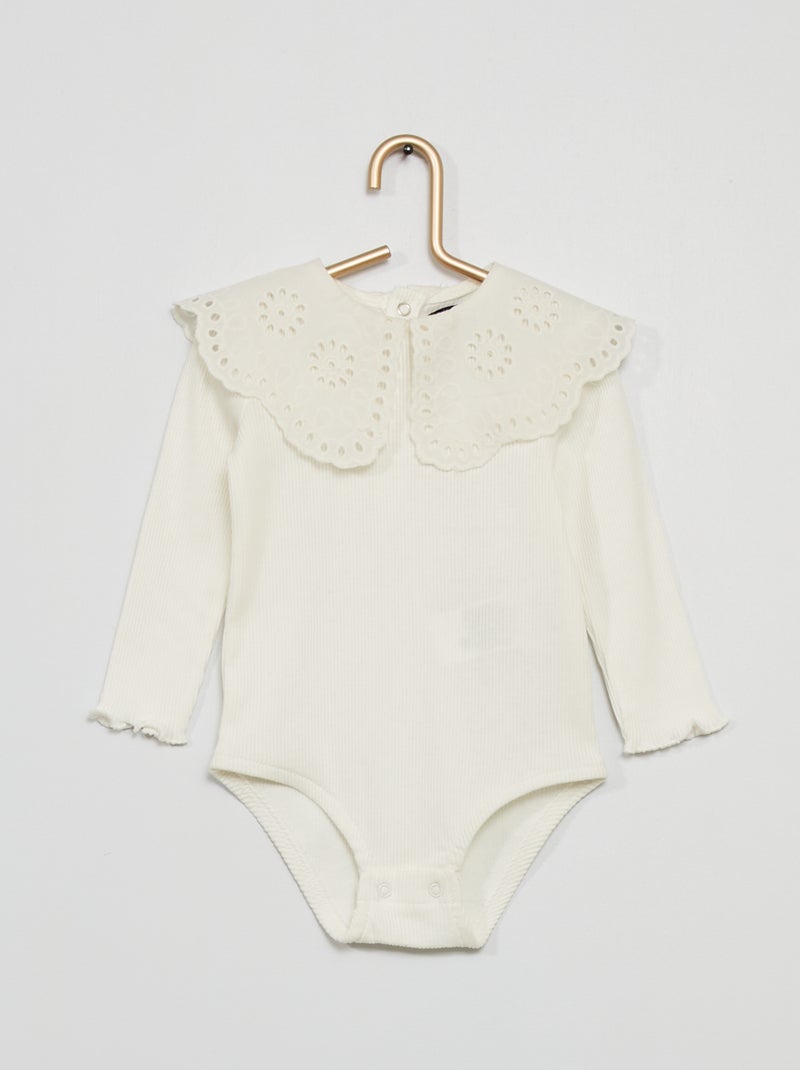 Babygro em malha nervurada Branco - Kiabi