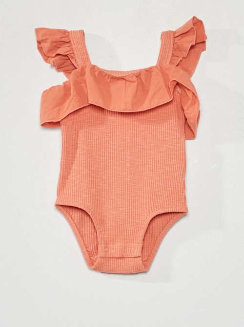 Babygro nervurado com aplicação com folho - Kiabi