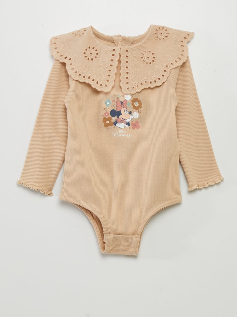 Babygro nervurado com gola claudine 'Disney' BEGE - Kiabi