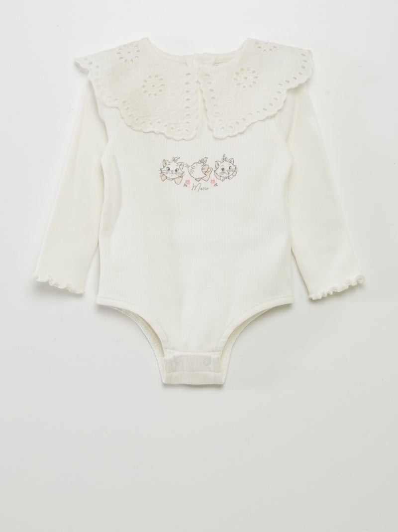 Babygro nervurado com gola claudine 'Disney' BRANCO - Kiabi