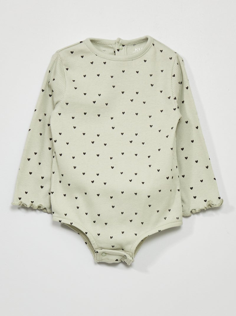 Babygro nervurado de manga comprida AZUL - Kiabi