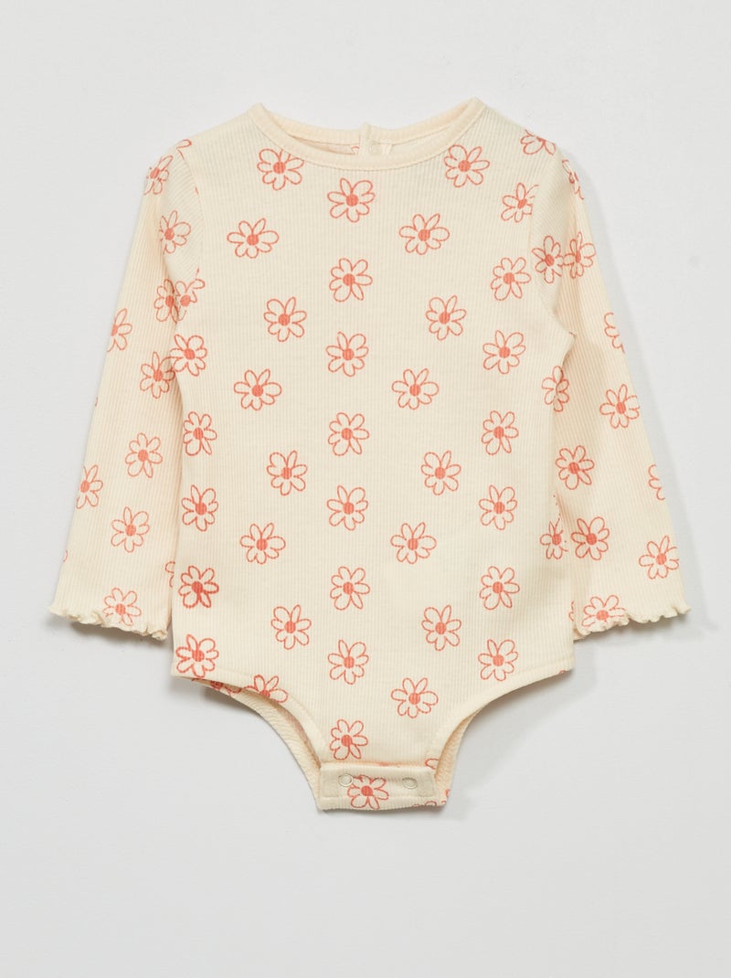 Babygro nervurado de manga comprida BRANCO - Kiabi