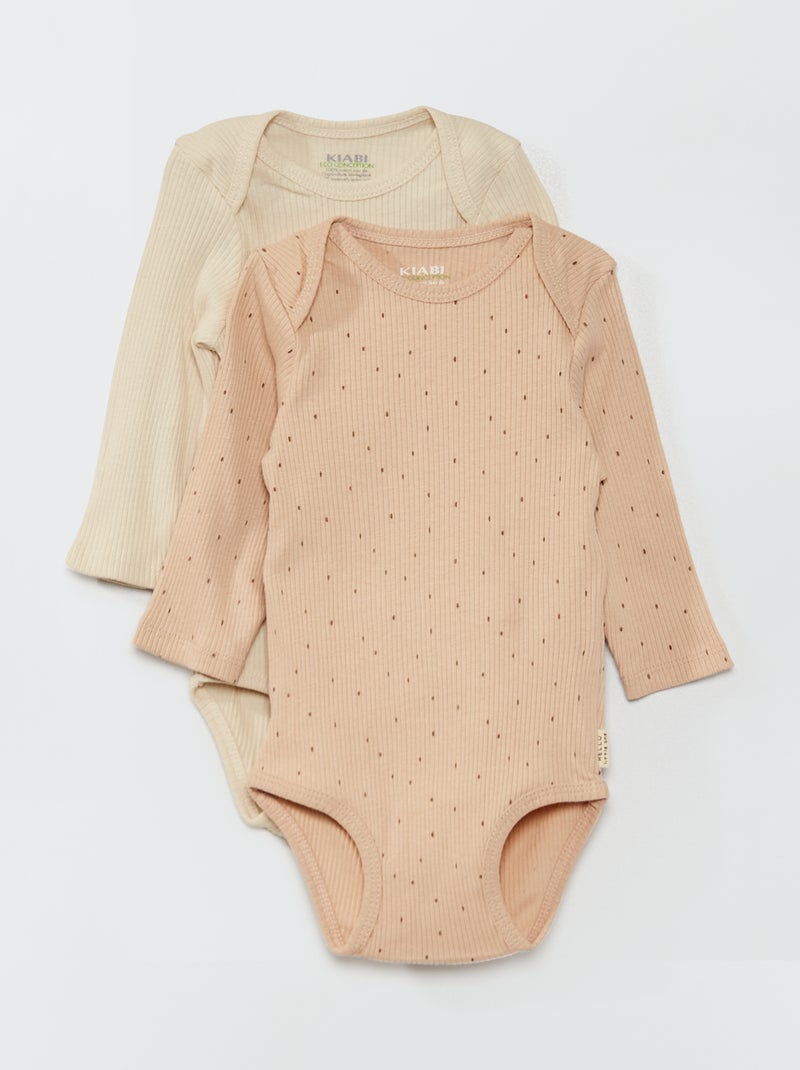 Babygro sem molas de pressão  - Lote de 2 BEGE - Kiabi