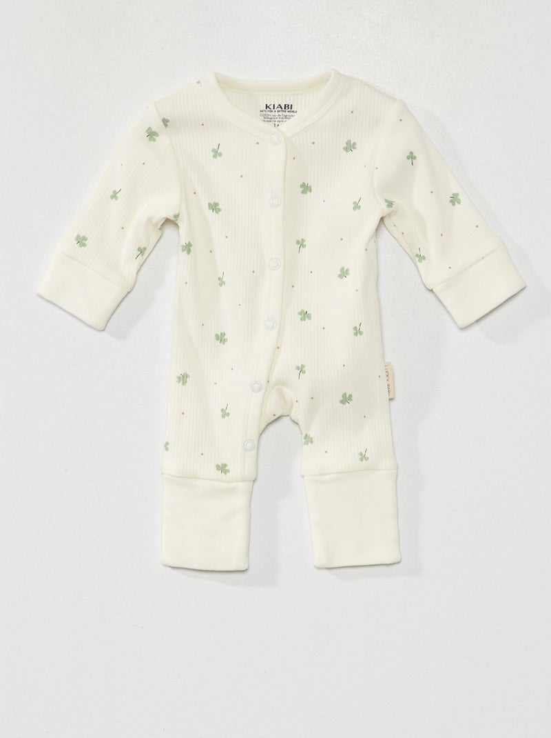 Babygrow canelado - Unissexo BRANCO - Kiabi