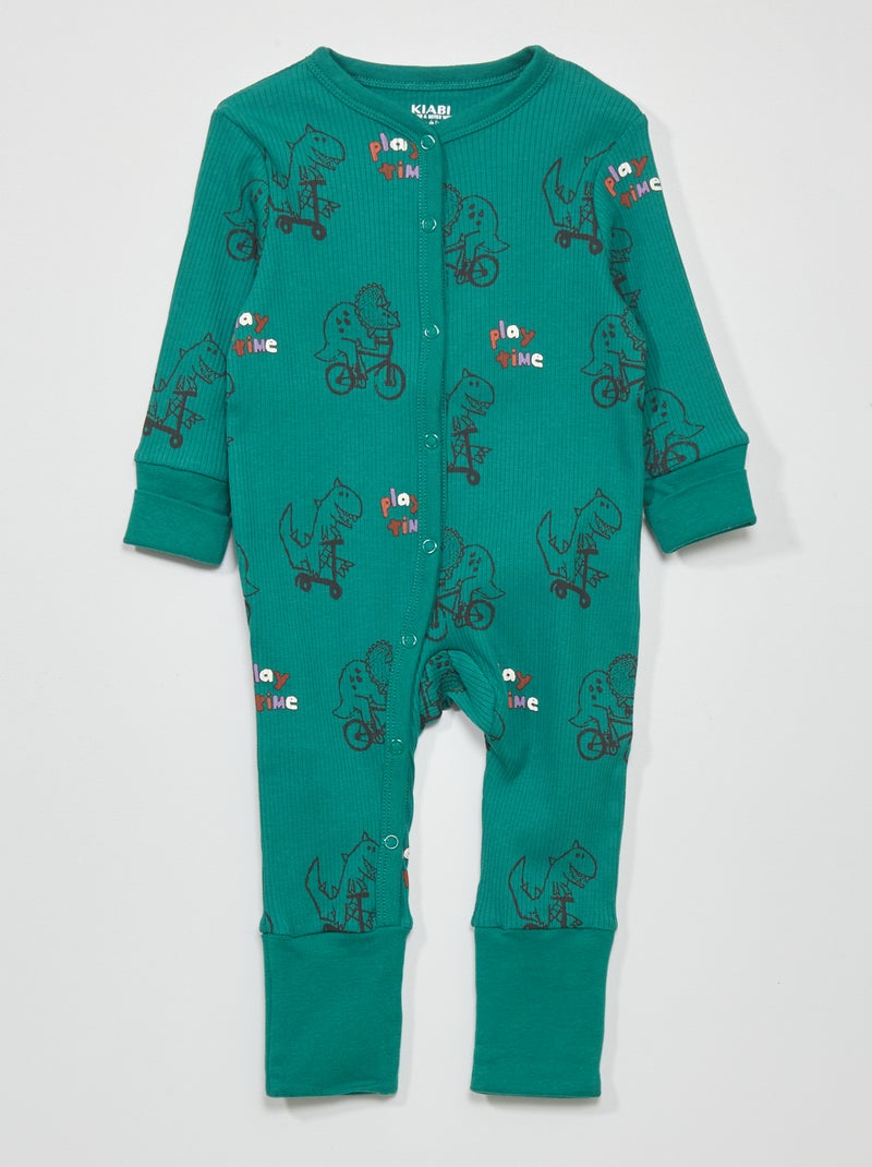 Babygrow canelado com estampado VERDE - Kiabi