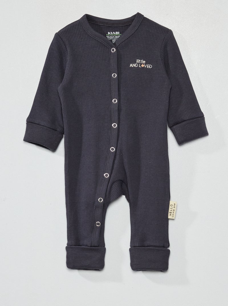 Babygrow com dobra nos tornozelos e nos punhos PRETO - Kiabi