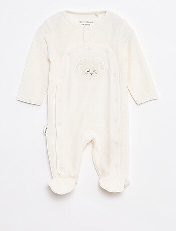 Babygrow com larga abertura, molas de pressão e pés