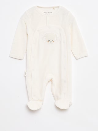 Babygrow com larga abertura, molas de pressão e pés