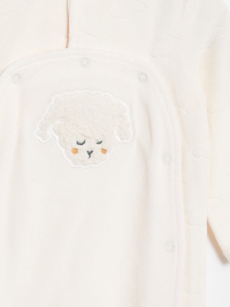 Babygrow com larga abertura, molas de pressão e pés Branco - Kiabi