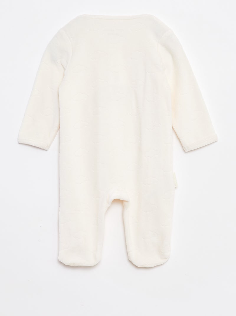 Babygrow com larga abertura, molas de pressão e pés Branco - Kiabi