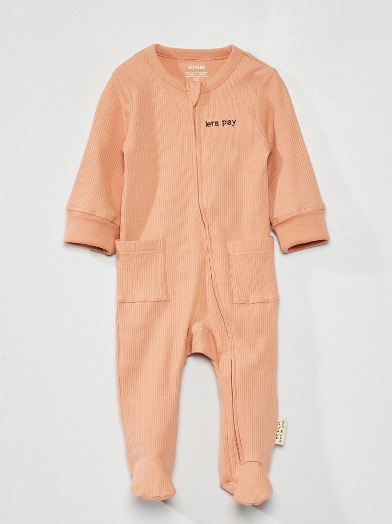 Babygrow de malha canelada ROSA - Kiabi