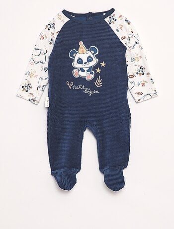 Babygrow de veludo canelado com pés