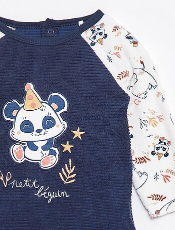 Babygrow de veludo canelado com pés