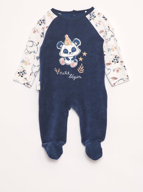 Babygrow de veludo canelado com pés - Kiabi