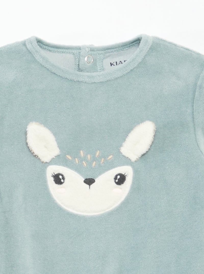 Babygrow de veludo com desenho Azul - Kiabi