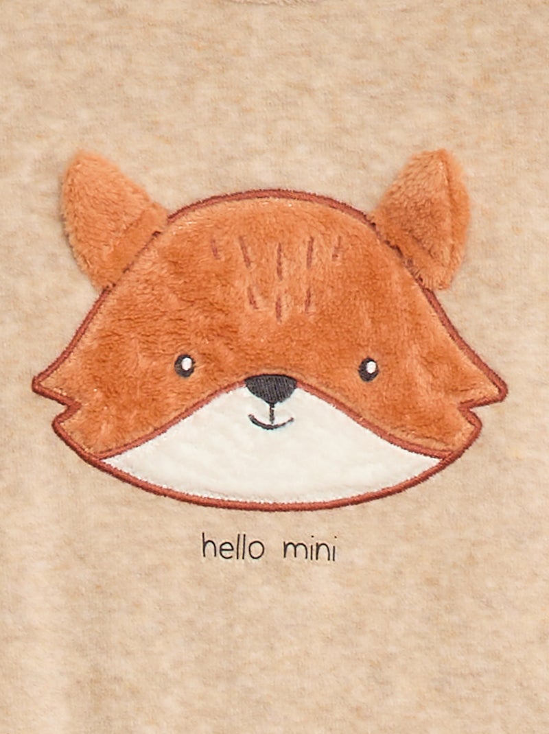 Babygrow de veludo com desenho Bege - Kiabi