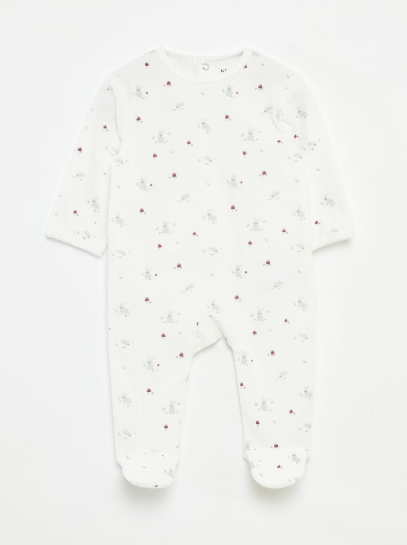 Babygrow de veludo com desenho Bege - Kiabi