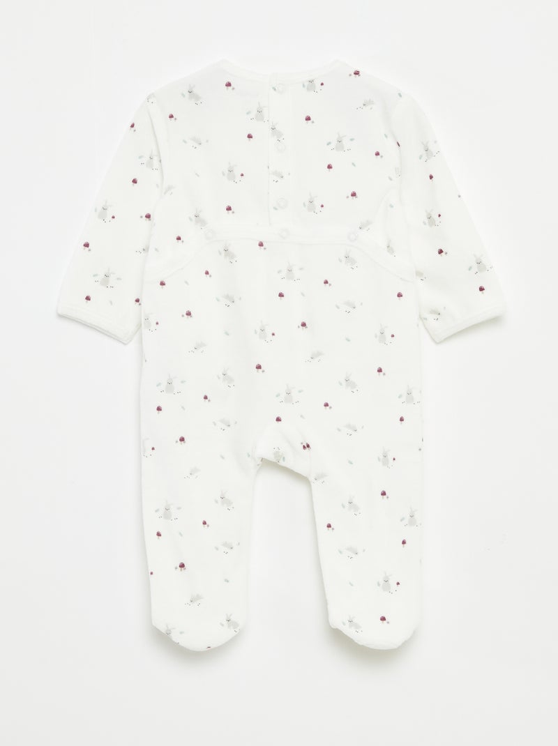 Babygrow de veludo com desenho Bege - Kiabi