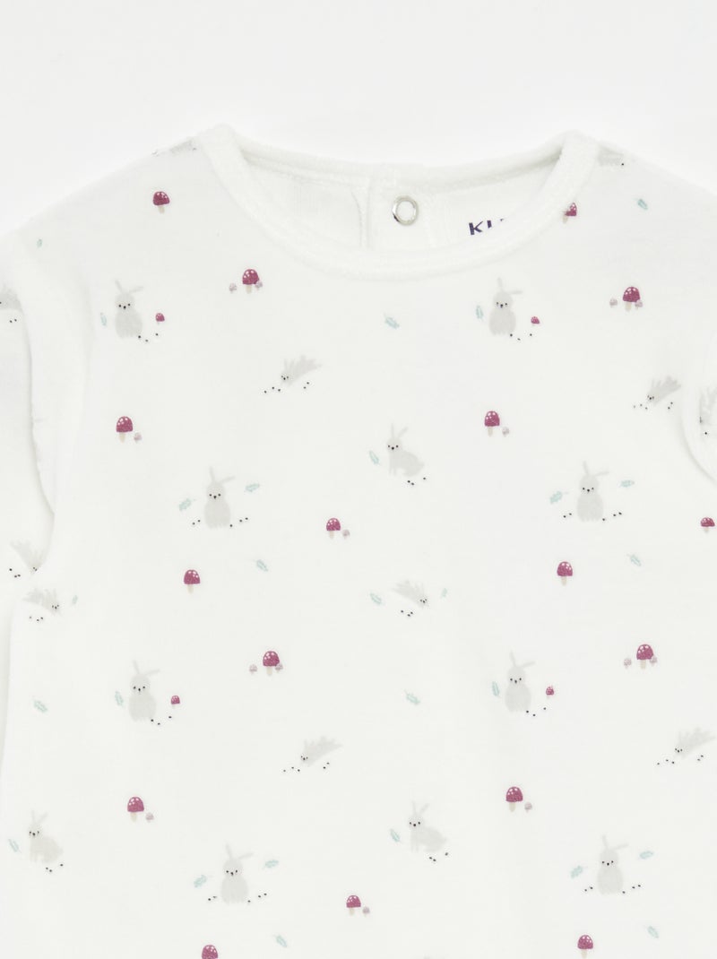 Babygrow de veludo com desenho Bege - Kiabi