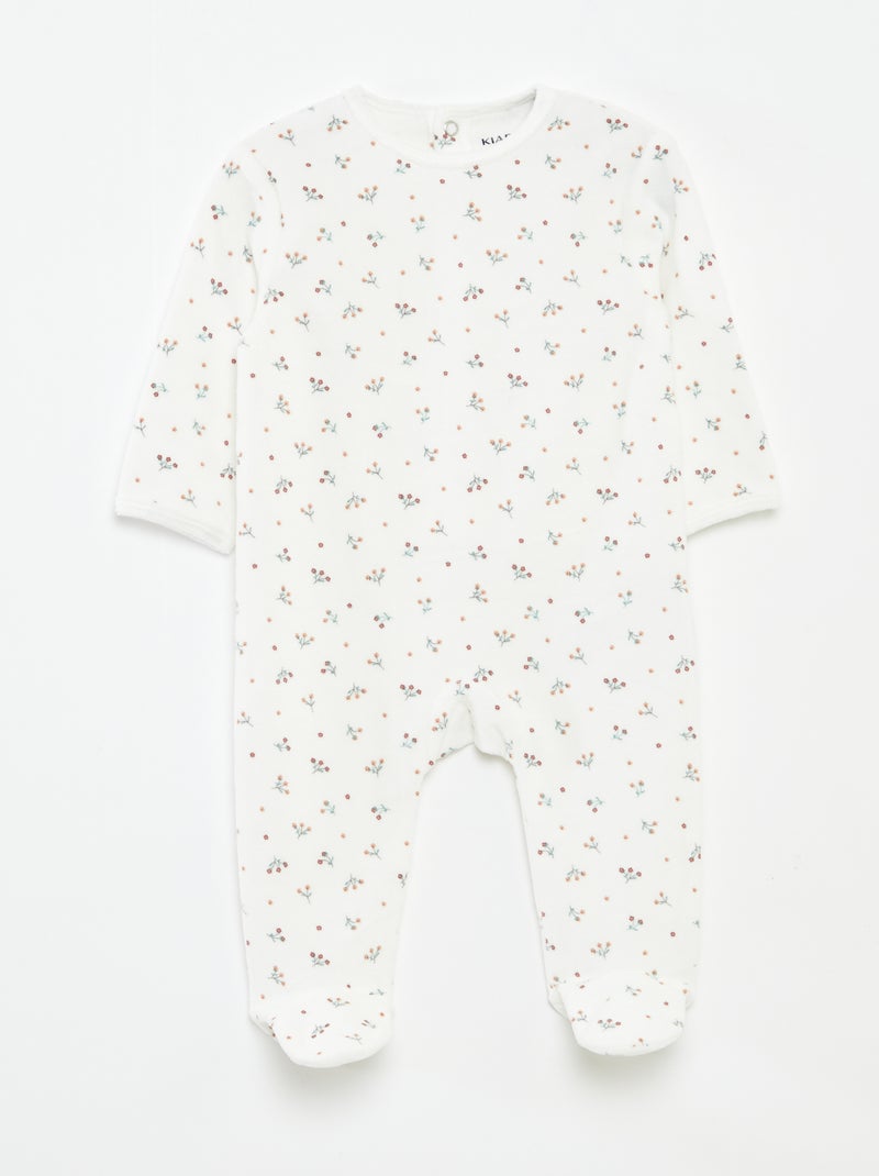 Babygrow de veludo com desenho Bege - Kiabi