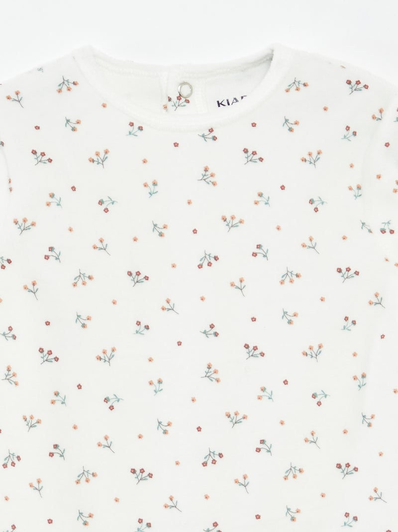 Babygrow de veludo com desenho Bege - Kiabi