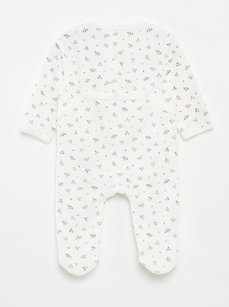 Babygrow de veludo com desenho Bege - Kiabi