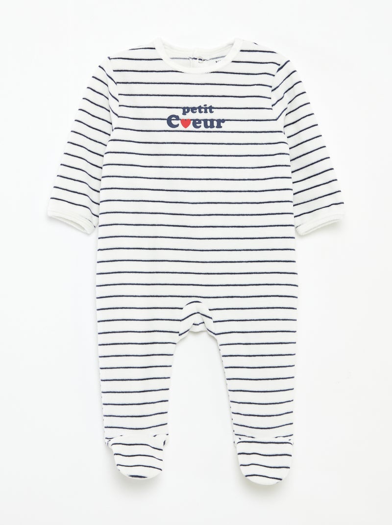 Babygrow de veludo com desenho Branco - Kiabi