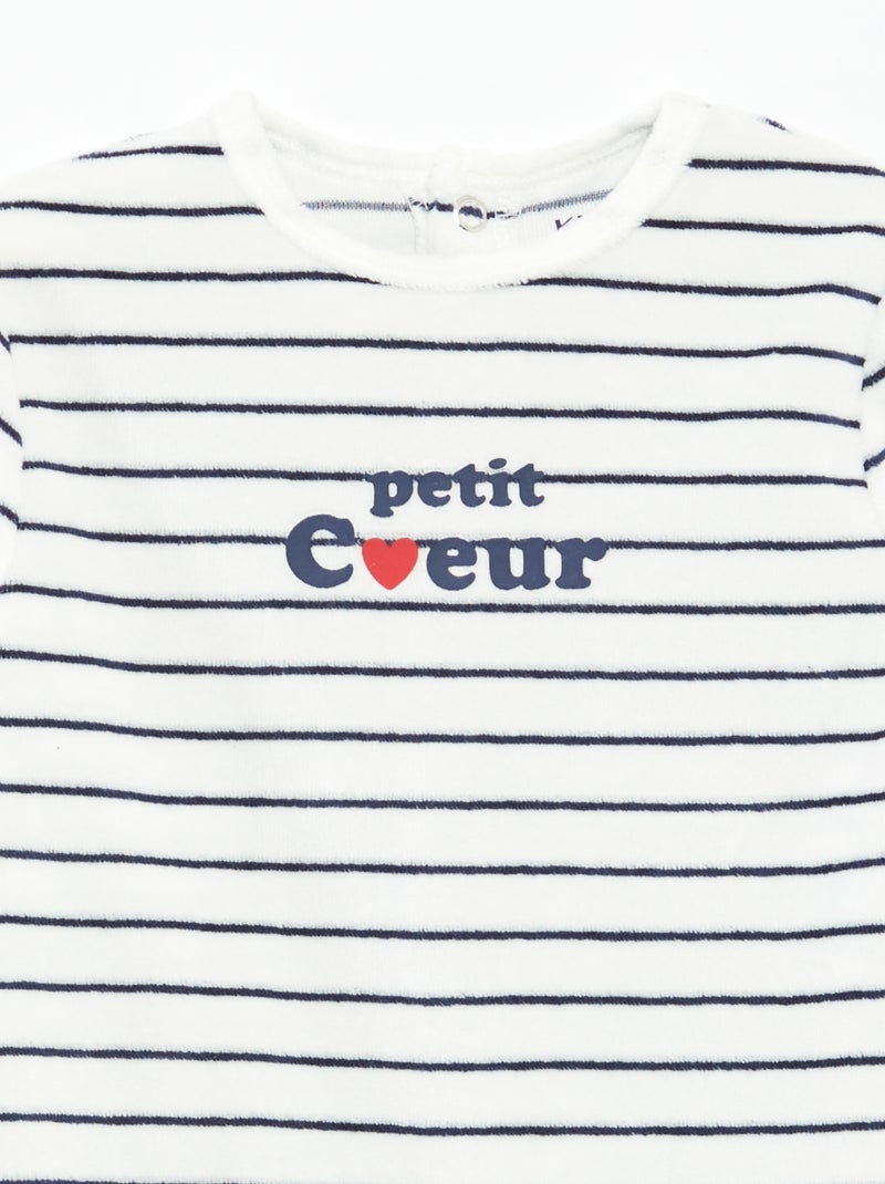 Babygrow de veludo com desenho Branco - Kiabi