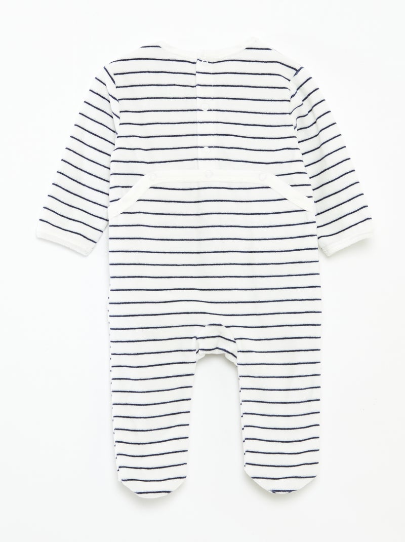 Babygrow de veludo com desenho Branco - Kiabi