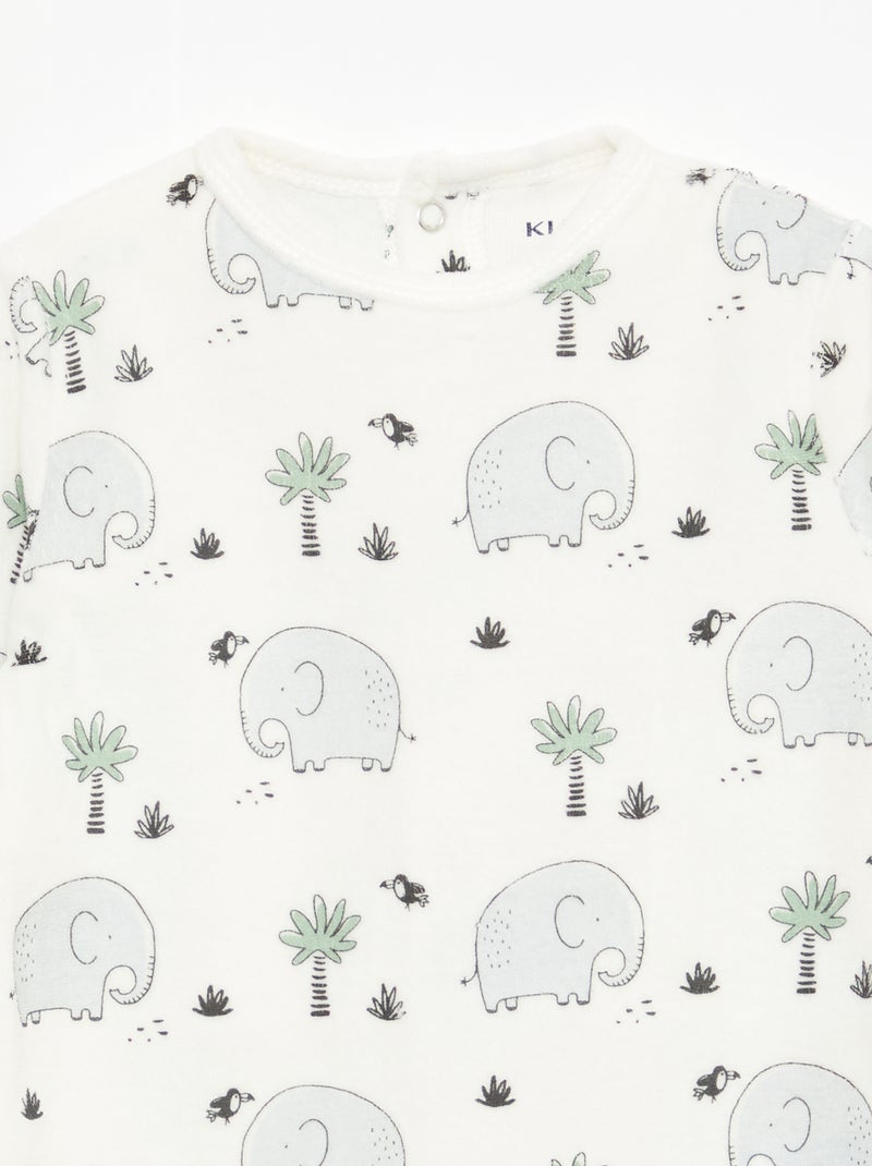 Babygrow de veludo com desenho Branco - Kiabi