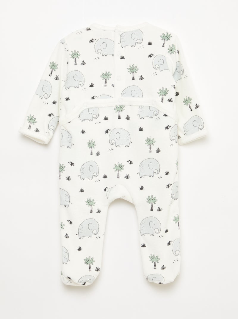 Babygrow de veludo com desenho Branco - Kiabi