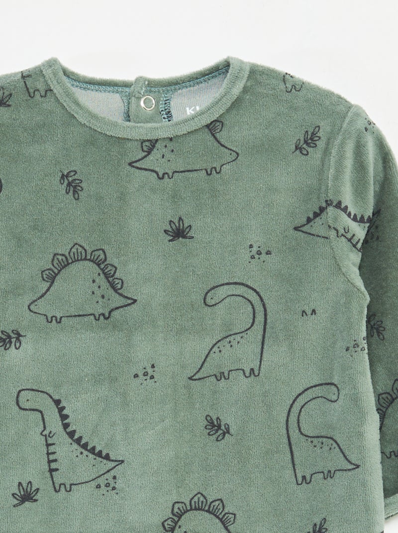 Babygrow de veludo com desenho Caqui - Kiabi