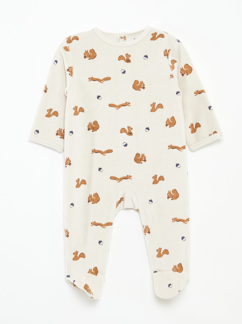 Babygrow de veludo com desenho Castanho - Kiabi