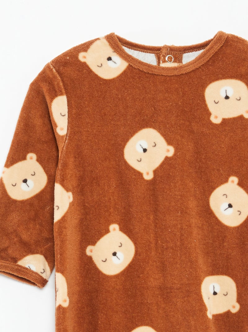 Babygrow de veludo com desenho Castanho - Kiabi