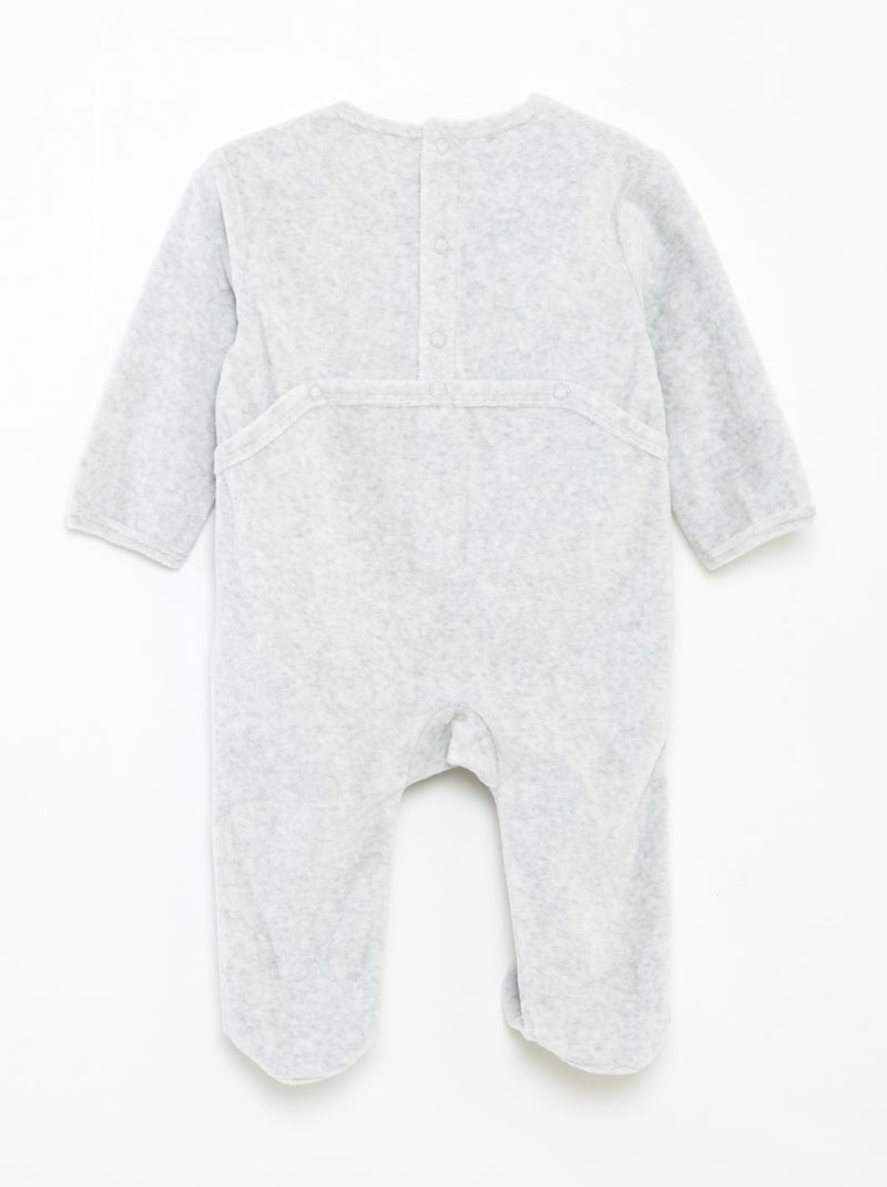 Babygrow de veludo com desenho Cinza - Kiabi