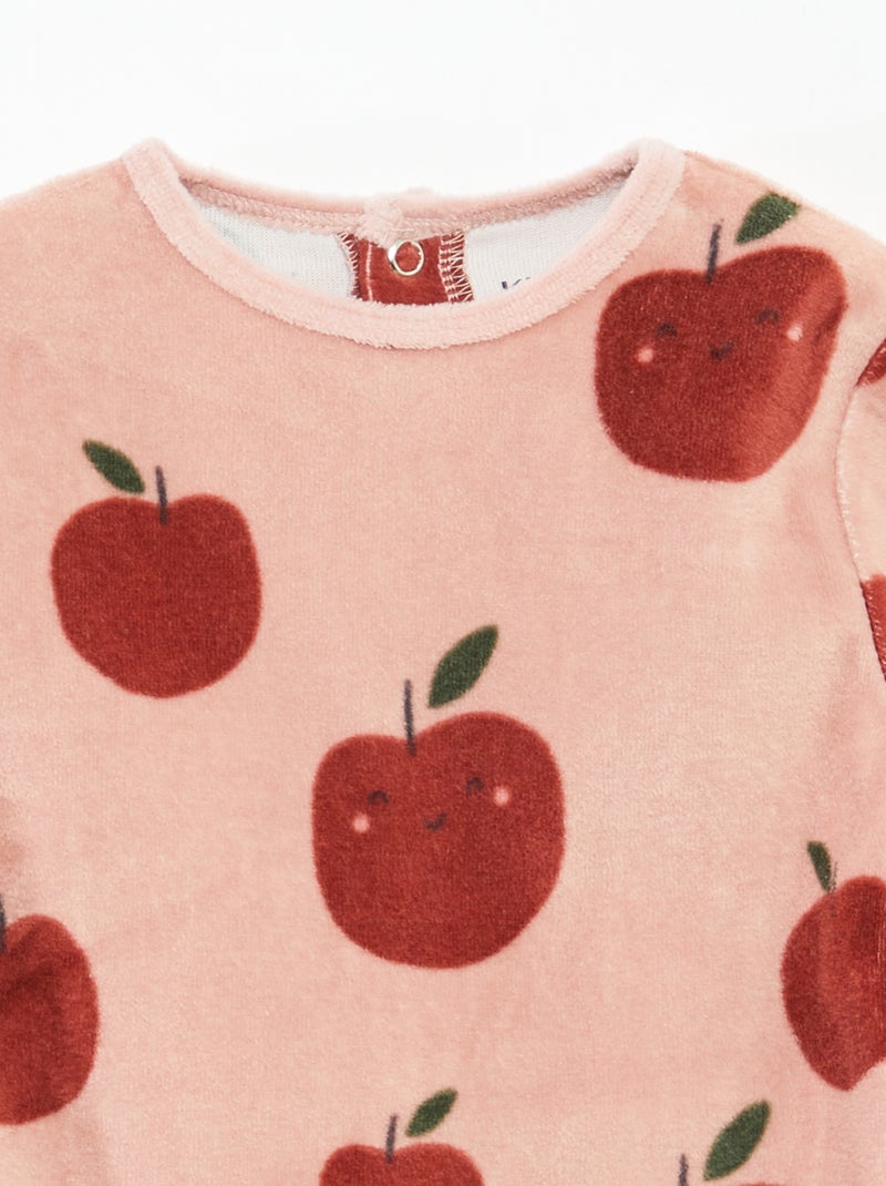 Babygrow de veludo com desenho Rosa - Kiabi