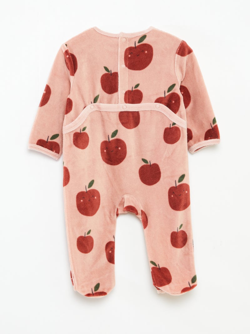 Babygrow de veludo com desenho Rosa - Kiabi